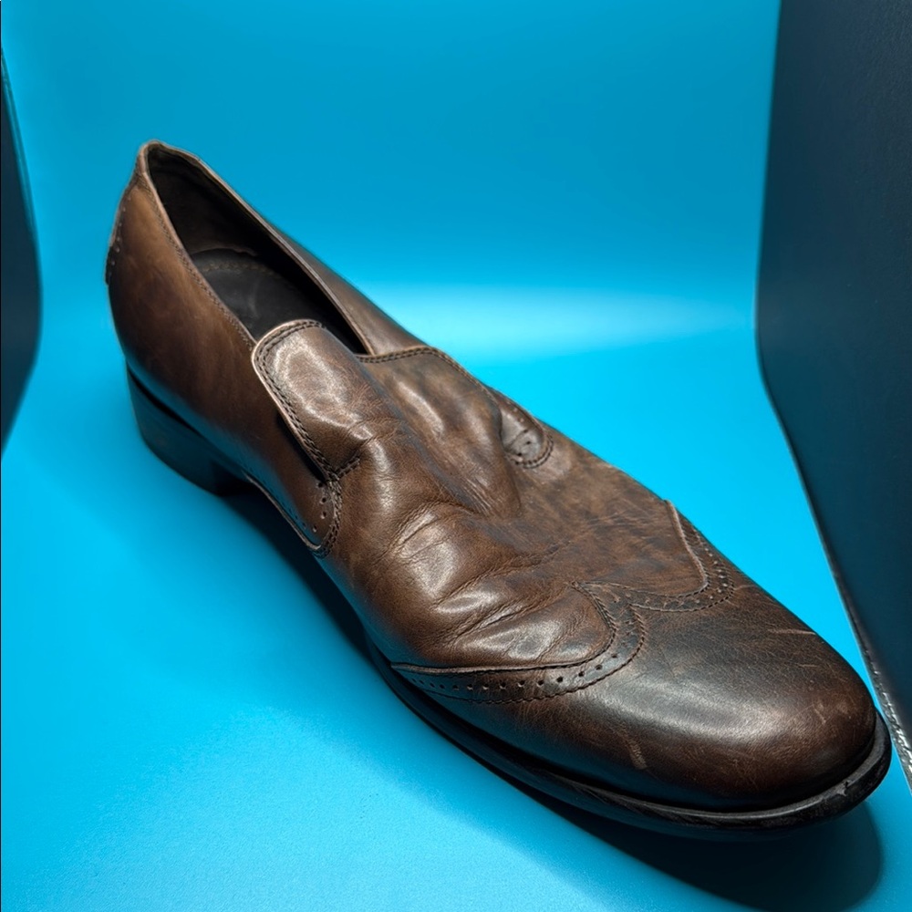 Brown Leather Slip-On Loafers with Polished Finish